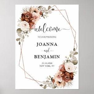 Terracotta Pampas Grass Rustic Geometric Välkommen Poster