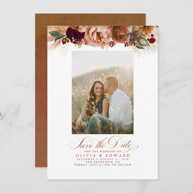 Terracotta Pampas Grass sparar datumfoto Spara Datumet (Fram/baksida)