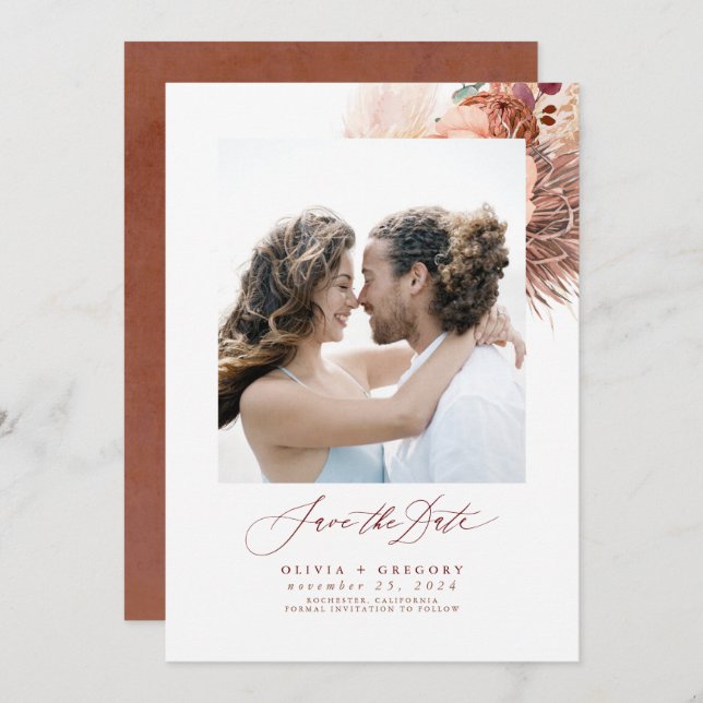 Terracotta Pampas Grass sparar datumfoto Spara Datumet (Fram/baksida)