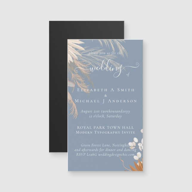 Terracotta Pampas Grass Tropical Bröllop (Fram/baksida)