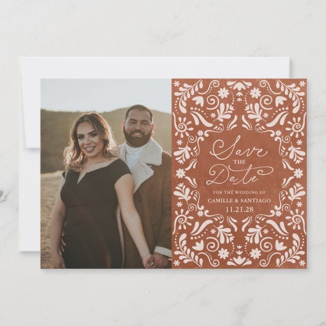 Terracotta Papel Picado Foto Spara datumet (Framsida)