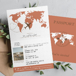 Terracotta Passport Destination Wedding Inbjudan