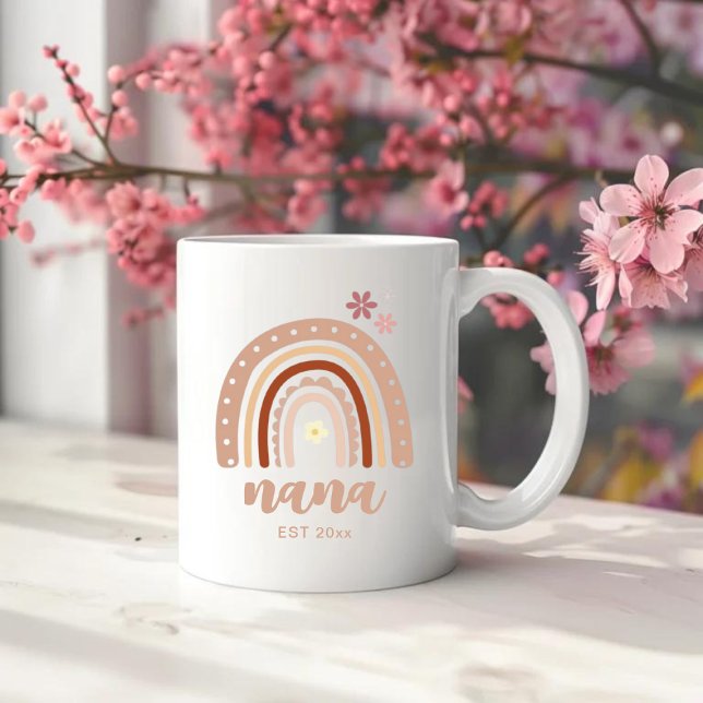 Terracotta Pastel Boho Rainbow Nana Established Kaffemugg (Skapare uppladdad)