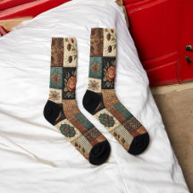 Terracotta Patchwork Quilt Mönster Retro Blommigt