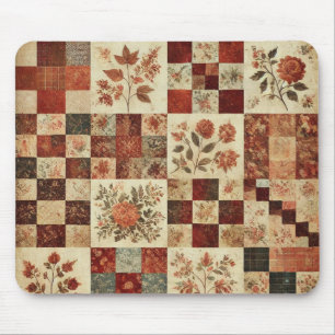 Terracotta Patchwork Quilt Rustic Blommigt Desk Musmatta