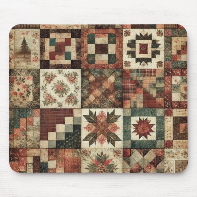 Terracotta Patchwork Quilt Rustic Blommigt Desk Musmatta (Framsidan)