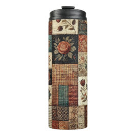 Terracotta Patchwork Quilt Rustic Boho Blommigt
