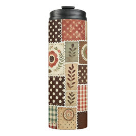 Terracotta Patchwork Quilt Rustic Boho Blommigt