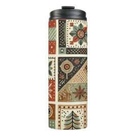 Terracotta Patchwork Quilt Rustic Boho Blommigt