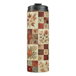 Terracotta Patchwork Quilt Rustic Boho Blommigt