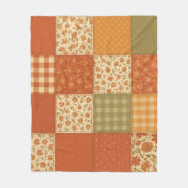 Terracotta Patchwork Quilt Rustic Farmhouse Blommi Fleecefilt