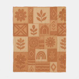 Terracotta Patchwork Quilt Rustic Farmhouse Blommi Fleecefilt