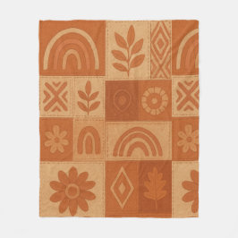 Terracotta Patchwork Quilt Rustic Farmhouse Blommi Fleecefilt