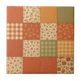 Terracotta Patchwork Quilt Rustic Farmhouse Blommi Kakelplatta