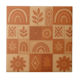 Terracotta Patchwork Quilt Rustic Farmhouse Blommi Kakelplatta