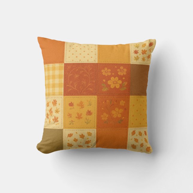 Terracotta Patchwork Quilt Rustic Farmhouse Blommi Kudde (Framsida)