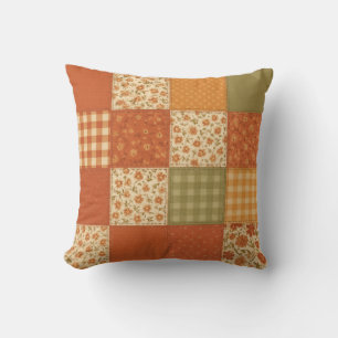 Terracotta Patchwork Quilt Rustic Farmhouse Blommi Kudde