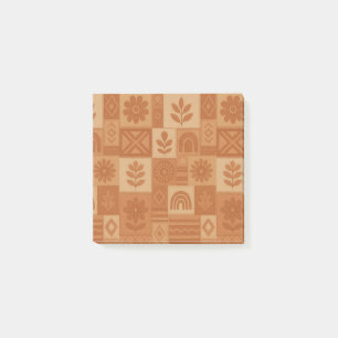 Terracotta Patchwork Quilt Rustic Farmhouse Blommi Post-it Block