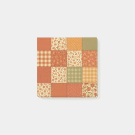 Terracotta Patchwork Quilt Rustic Farmhouse Blommi Post-it Block