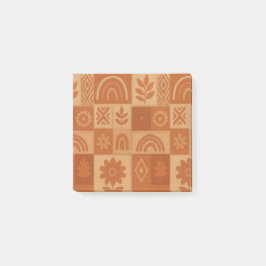 Terracotta Patchwork Quilt Rustic Farmhouse Blommi Post-it Block