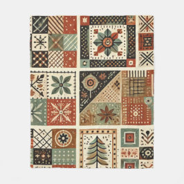 Terracotta Patchwork Quilt Rustic Retro Vintage Fleecefilt