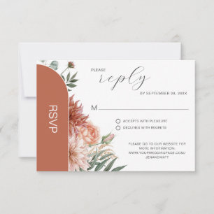 Terracotta & Peach Blommigt Hösten Bröllop Inbjudningar