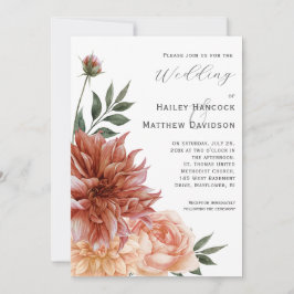 Terracotta, Peach, Blush Floral Wedding Invitation Inbjudningar