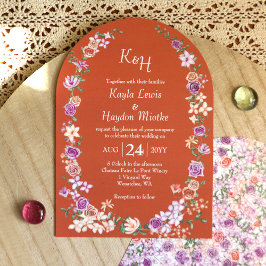 Terracotta Peach & Lilac Boho Ro Bröllop Arches Inbjudningar