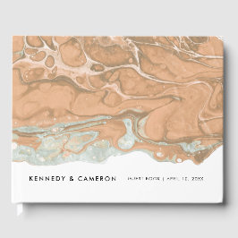 Terracotta Peach & Mint Minimalist Marble Guest Gästböcker