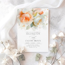 Terracotta Peach och White Flowers Boho Bröllop Inbjudningar
