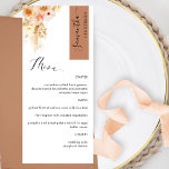 Terracotta Peach  Personalize med Guest Namn Meny<br><div class="desc">Varför lägga ut på platskort och menykort när du kan ha en personlig för allt-i-ett-elegantens elegant med varje gäst namn! Contemporary, enkel design och elegant med mycket detaljerad blommigt i vattenfärg i en vacker blandning av persikor, orange, , dammiga koraller, kräm och champagnenyanser. Modern skrift calligraphy inslag. Rand i hörnet...</div>
