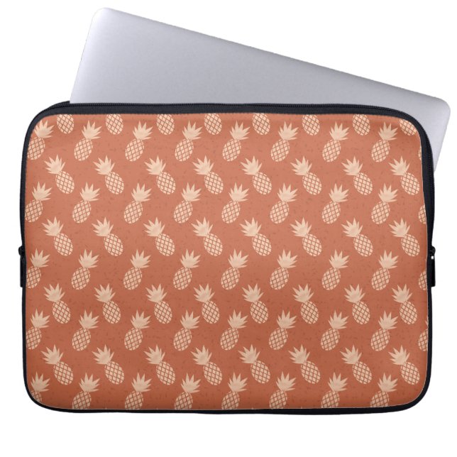 Terracotta & Peach Tropical Pineapple Mönster Laptop Fodral (Framsidan)