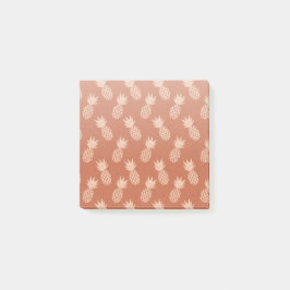 Terracotta & Peach Tropical Pineapple Mönster Post-it Block
