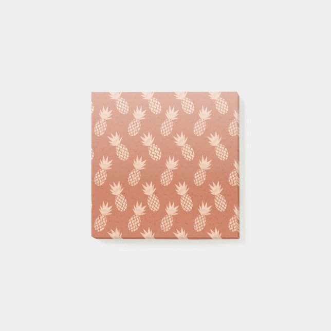 Terracotta & Peach Tropical Pineapple Mönster Post-it Block (Framsida)