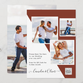 Terracotta PHOTO QR CODE Wedding bjudande in till  Inbjudningar