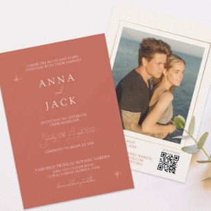 Terracotta Photo QR Code Wedding bjudande Inbjudningar