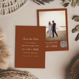 Terracotta Photo Save Date Card Inbjudningar