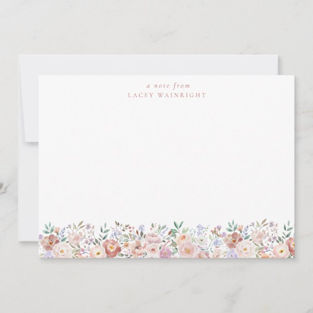 Terracotta & Pink Floral Personalized Stationery Anteckningskort (Framsida)