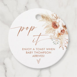 Terracotta poppade när hon pops Boho Pampas Grass Gåvor Etiketter