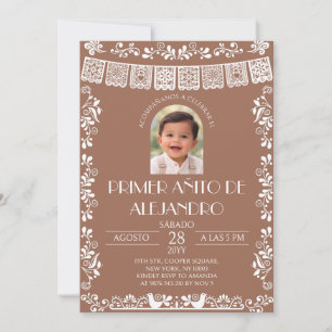 Terracotta Primer Añito Pojk-inbjudan med Foto Inbjudningar