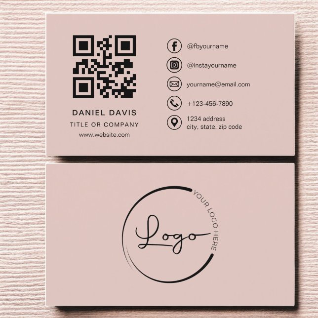 Terracotta Professionell Company Logotyp QR-kod Visitkort (Skapare uppladdad)