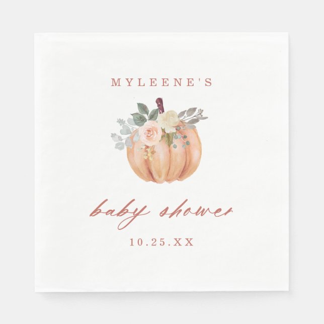 Terracotta Pumpkin Baby Shower Pappersservett (Framsidan)