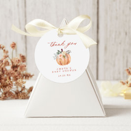 Terracotta Pumpkin Baby Shower Tack Gåvor Etiketter
