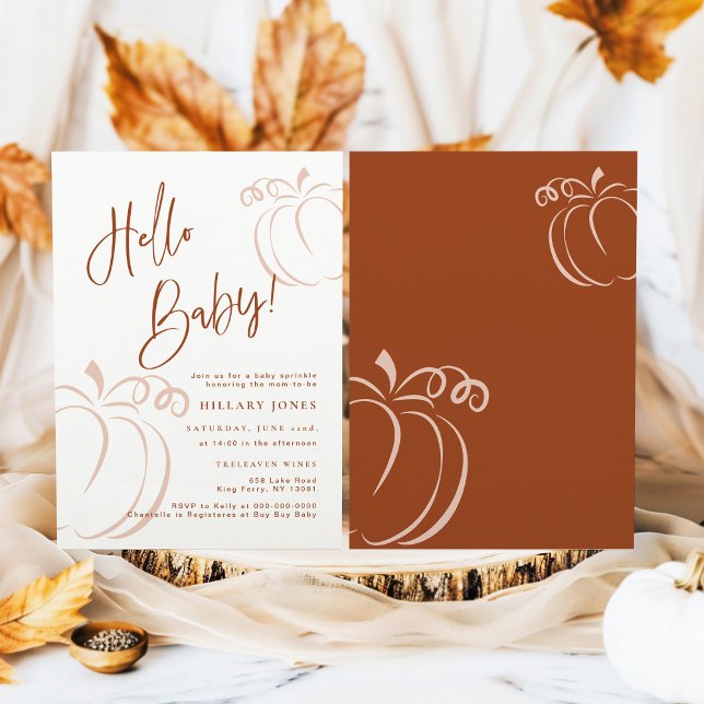 Terracotta Pumpkin Fall Bohemian Baby Shower Inbjudningar (Skapare uppladdad)
