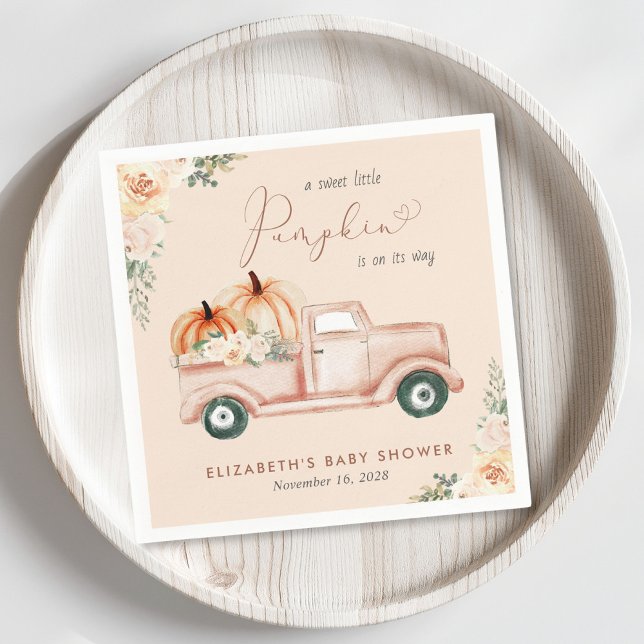 Terracotta Pumpkin Lastbil Baby Shower Pappersservett (Skapare uppladdad)