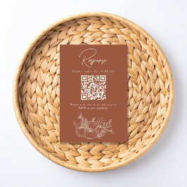 Terracotta Pumpkin Wedding RSVP QR Code Card OSA Kort