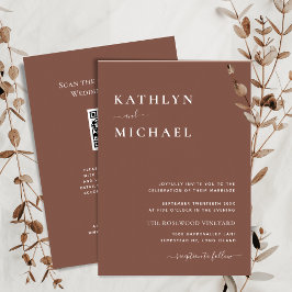 Terracotta QR-kod allt i en modern Chic Bröllop Inbjudningar
