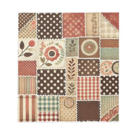 Terracotta Quilt and Patchwork Colorful Blommigt Anteckningsblock