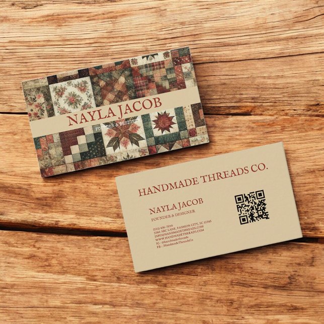 Terracotta Quilt Patchwork Handmade Clothing Visitkort (Skapare uppladdad)