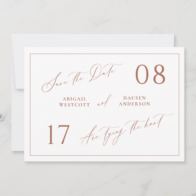 Terracotta räddade datumet Bröllop-meddelandet Spara Datumet (Framsida)